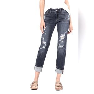 🆕 Judy Blue Mid Rise Bleach Splash Boyfriend Jean